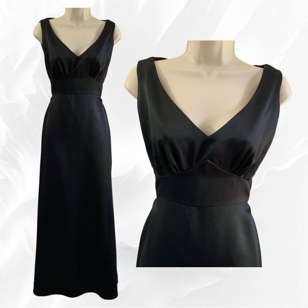 After Six Black Satin Full Length Gown Style 6257 Size 8